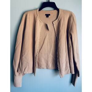 Ann Taylor Women's Pearl Trim Open Front Cardigan Sweater NWT Medium